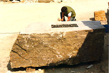 Erratischer Block M-35, 1990Schlacke aus der Müllverbrennung, Muschelkalk, Blei; 220 x 125 x 130 cm