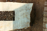 Erratischer Block M-35, 1990Schlacke aus der M&uuml;llverbrennung, Muschelkalk, Blei; 220 x 125 x 130 cm